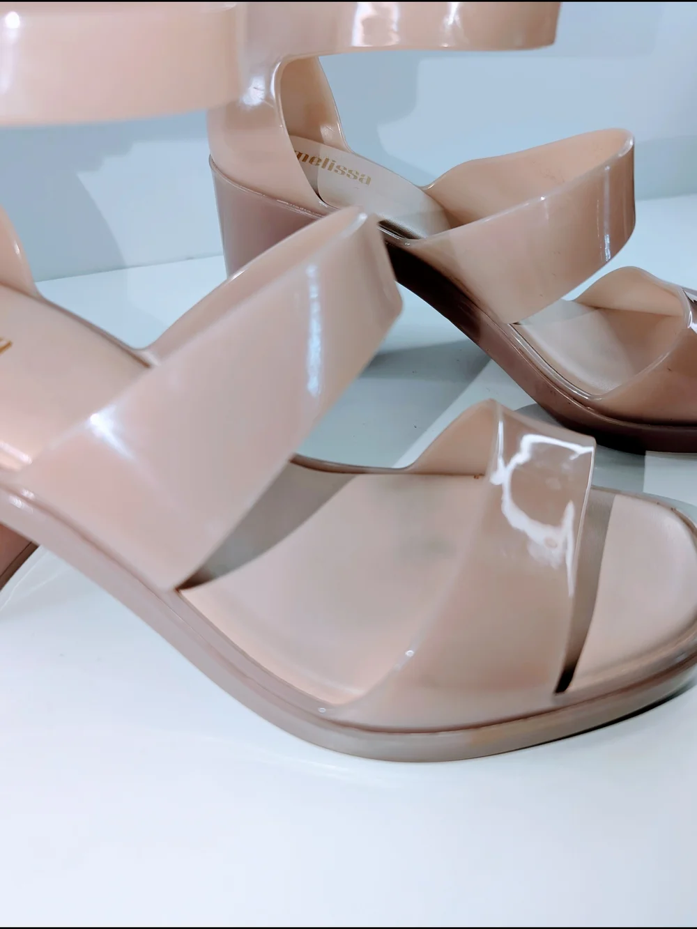 Melissa Model Strappy Block Heel Sandal Light Pink Jelly Woman's Size 7